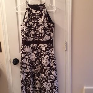 Brown and white flower dress